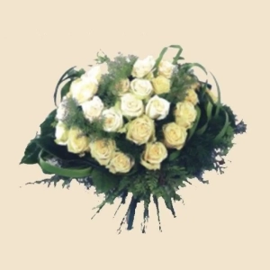 BOUQUET ROND ROSES BLANCHES