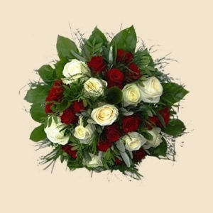 BOUQUET ROND ROUGE ET BLANC