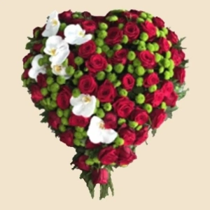 COEUR ROSES ET ORCHIDEES