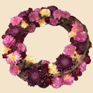 COURONNE A PLAT BORDEAUX ET ROSE