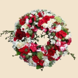 COURONNE A PLAT CAMAIEU DE ROUGE ET DE ROSE