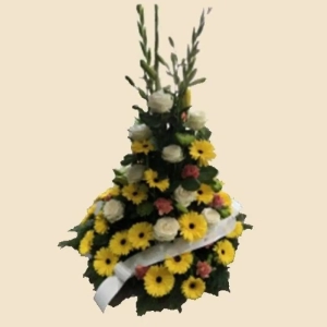 COUSSIN CONIQUE JAUNE ET BLANC