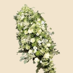 DESSUS DE CERCUEIL BLANC CHAMPETRE