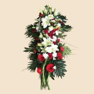 DESSUS DE CERCUEIL GRAPHIQUE ROUGE ET BLANC