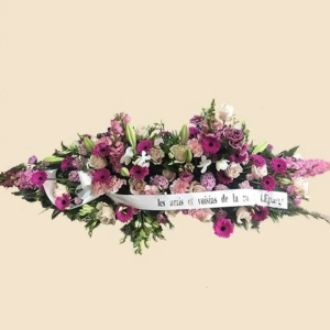 DESSUS DE CERCUEIL ROSE ET MAUVE