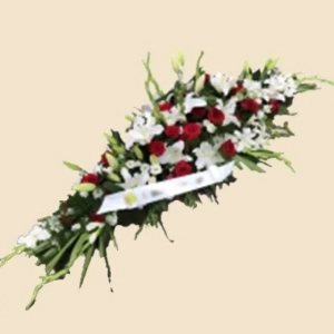 DESSUS DE CERCUEIL ROUGE ET BLANC